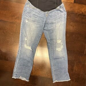 Isabel Maternity by Ingrid & Isabel Blue Boyfriend Jeans with Raw Hem